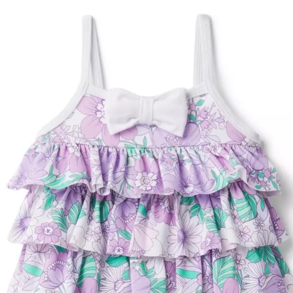 Janie And Jack Baby Floral Ruffle Swimsuit - Picture 6 of 9